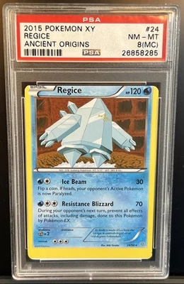 PSA 8(MC) 2015 Pokémon XY Regice Ancient Origins #24 NM-MT Miscut TOTAL POP 1 - Image 1 of 4