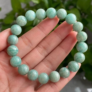 10mm Natural Old Mozambique Amazonite Gems Beads Bracelet - Picture 1 of 7