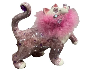 Figura de cerámica de colección AMY LACOMBE WhimsiClay gato piel púrpura “Megan” regalo 6”x 5,2 - Imagen 1 de 7