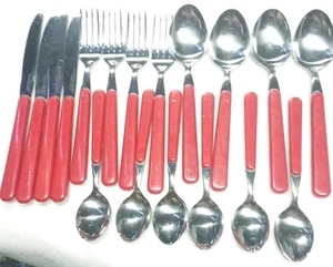 Lote de 18 cubiertos rojos Reed Barton Nouvelle - Imagen 1 de 4