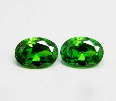 Lab-Created Certified Oval Shape 1.20 Ct Tsavorite Garnet Loose Gemstone's Pair - Image 1 of 4