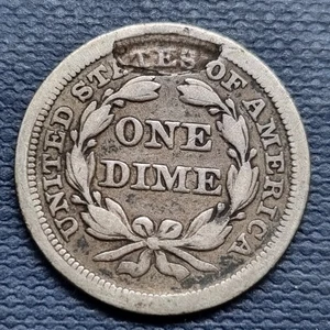 1853 Seated Liberty Dime 10c - ERROR - Lamination Error - Circulated #94574 - Picture 1 of 2