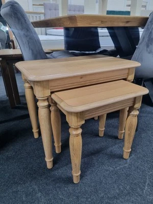 New French Country Solid Limed Oak Nest Set of 2 Tables *Furniture Village* - Image 1 of 4