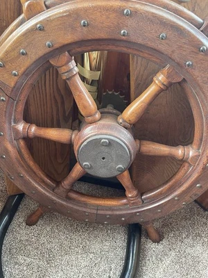 Vintage 29" Custom-Made-Ship’s Wheel-Brass Screws-Nautical Decor-Yachts-Ship-USA - Image 1 of 4