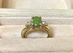 Anillo Avon Oriental Jade Transparente Estrás Tono Dorado Ajustable Talla 3-4.75 B088 - Imagen 1 de 7