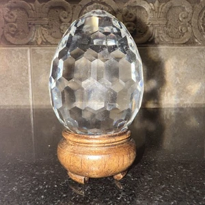 Signed Swarovski Faceted Crystal Egg - Picture 1 of 3