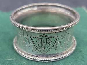 Antique English Sterling Silver Napkin Ring Shield engraving, dated 1889 - Picture 1 of 7