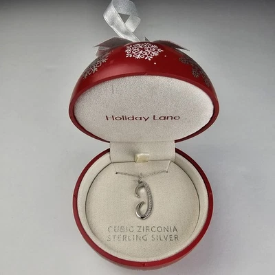 Collar colgante con inicial 'J' de circonita cúbica Holiday Lane en plata de ley Foto 1 de 4