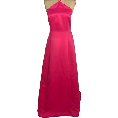 Urban Girl Nites Maxi Dress Gown 9/10 Halter Corset Back Prom Hoco Satin Pink - Image 1 of 4