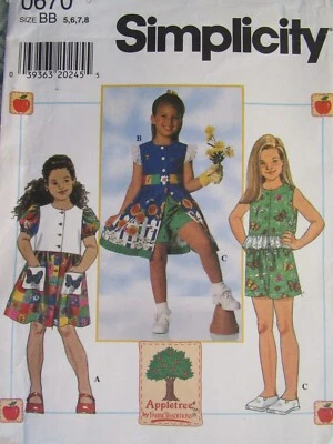 Darling OOP SIMPLICITY 7534 Girls/Childs Dress Top & Shorts PATTERN 5-6-7-8 UC - Image 1 of 3