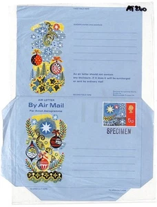 GB Air Letter SPECIMEN 1970s CHRISTMAS 5p Stationery {samwells-covers}AT260 - Picture 1 of 4