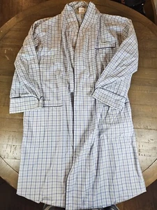 Accappatoio casa Brooks Brothers 346 uomo blu chiaro cotone a quadri taglia L manca cintura - Foto 1 di 10
