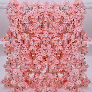 8Pcs 47.2Ft Artificial Cherry Blossom Flower Garland Hanging Vines for Spring Ho - Picture 1 of 12