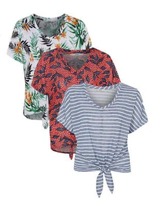 New Ladies Ex George Plus Size Tie Knot V-Neck Front Linen Look Top Blouse - Picture 1 of 11