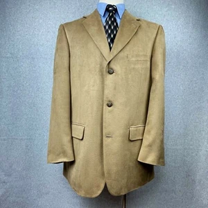 Bert Pulitzer Mens 42 L Tan Supra Suede Blazer Three Button Sport Coat Jacket  - Picture 1 of 11