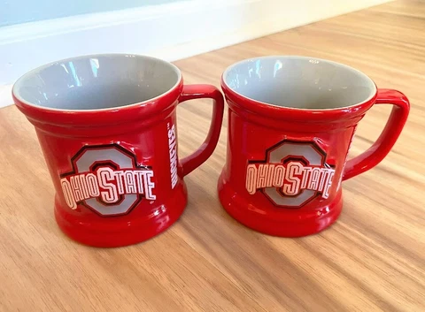Pair of Red OSU Ohio State Buckeyes Mugs Cups Collegiate Licensed Cover