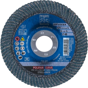 PFERD POLIFAN CURVE Fächerscheibe PFR 125x22,23 mm Z40 SGP STEELOX - Bild 1 von 6