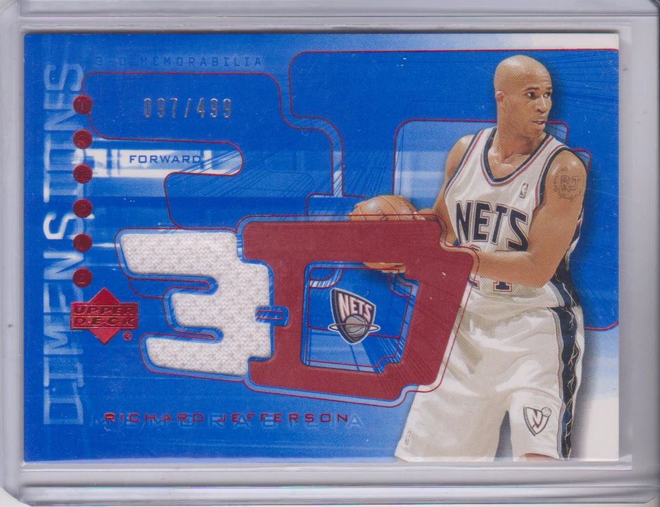 2003-04 UD Triple Dimensions Richard Jefferson Blue Shooting Shirt 97/499 Nets - Image 1 of 2