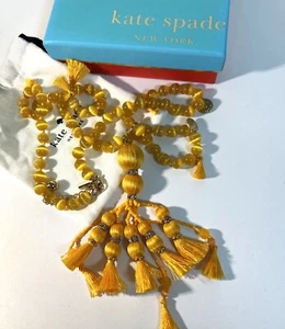New KATE SPADE New York Yellow LONG POM TASSEL STATEMENT Necklace - Picture 1 of 7