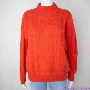 Vintage Casual Corner orange cable knit wool blend sweater, M - Picture 1 of 12