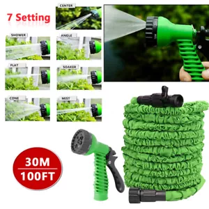 100FT Heavy Duty Expandable Garden Water Hose Flexible Magic Hose With Spray Gun - Picture 1 of 24