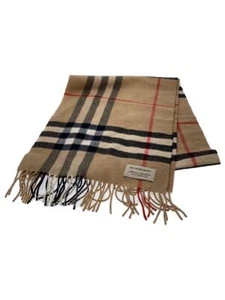 BURBERRY Scarves Double Face Muffler 100% Cashmere Beige Womens Nova Check Used - Photo 1 sur 3