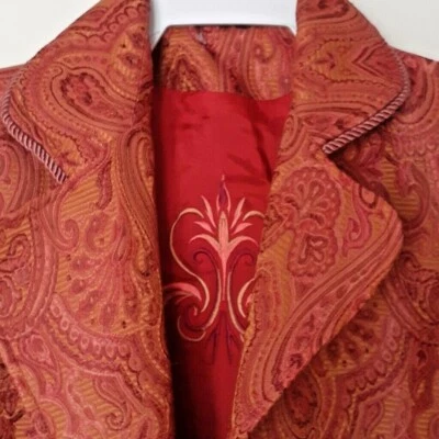 Hanna & Gracie Size 1P Orange & Pink Paisley Tapestry 1 button blazer jacket - Image 1 of 4