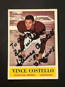 Vince Costello Signed Autograph 1964 Topps Football #32 Browns - Picture 1 of 2