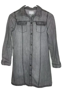 The Childrens Place Girls Denim Dress Large 10/12 Gray L/S Button Down - Picture 1 of 4