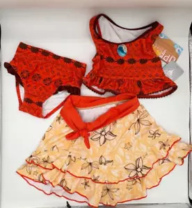 Disney Moana Sz 3 Deluxe 3 Piece Swim Suit Set Costume w Skirt New w Tag UPF 50+ - Picture 1 of 5