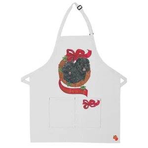 Bouvier des Flandres Dog Wreath Christmas Apron Two Pocket Bib Apron with Adj Ne - Picture 1 of 1