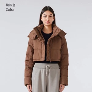 Women Winter Puffer Jacket Quilted Down Crop Hooded Small Medium Large Size 4-12 - Picture 1 of 41