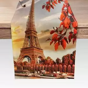 France Paris Vintage Table Runner 72inch for Long Table Heat Resistant Stain - Picture 1 of 2