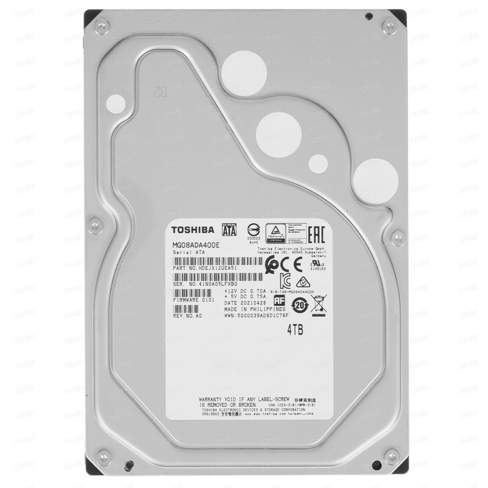 Toshiba Hard Drive MG08ADA400E 4TB SATA 6Gb/s 7200rpm 256MiB 512E 3.5" 512E - Image 1 of 1