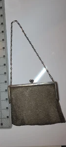Sterling silver frame marked with soldered mesh construction evening bag - Picture 1 of 5