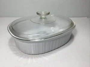2.8 Liter F-2-B French White Corning Ware Casserole Dish And DC 11/2-C Pyrex Lid - Picture 1 of 7