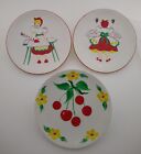 3 Plates Decora Ceramics California Retro Women Hand Painted Wall Decorative MCM