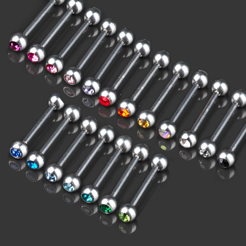 1,6 X 16 MM Piercing Lingua Zirconia Barbell Strass Cristalli Barra Sein Z254 - Immagine 1 di 1