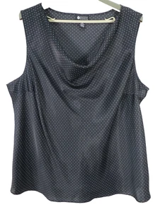 MAGGIE BARNES Women Lightweight Glossy Poly Tank Top Cowl Neck Black 3X 26 28 - Picture 1 of 12