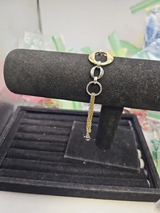 Pulsera Oro y Plata Cadenas Multi-Hebra Cierre Langosta 7.5" Pulgadas - Imagen 1 de 14