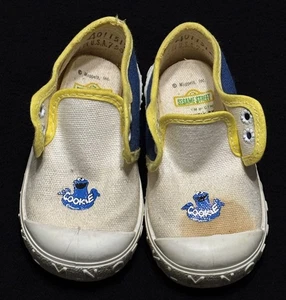Vintage Sesame Street Shoes Baby Infant Size 6C Cookie Monster Sneakers - Picture 1 of 12
