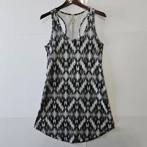 Tehama Size S Black and White Racer Back Tank Dress Long Shirt with Southwestern - Picture 1 of 18