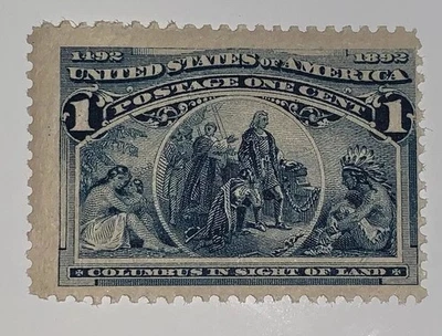 Travelstamps 1893 US Stamps Scott # 230, In Sight of Land, mnh, mint, og, 1 cent - Image 1 of 4