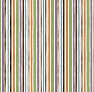 Feline Drive Fabric TRICK OR TREAT Stripe Multi - Fat Quarter (18"x22") FQ - Picture 1 of 8