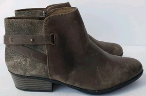 Clarks Addiy Gladys Ankle Boots Brown Leather Zipper Women's Size 11 - Picture 1 of 18