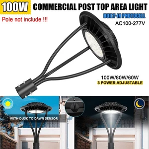 100W LED Post Top Pole Light with Dusk to Dawn Photocell Garden Area Lighting - Picture 1 of 12