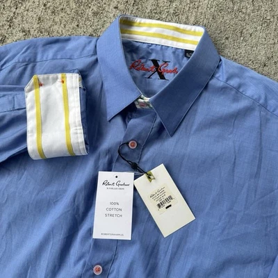 NEW Robert Graham X Collection Blue Button Up Shirt Flip Cuff Cotton Stretch XL - Image 1 of 4