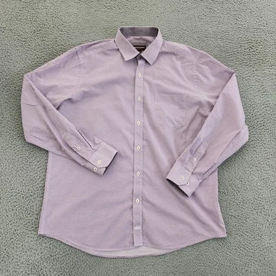 Johnston & Murphy Shirt Mens Large Purple Geometric Button Up Long Sleeve Cotton - Image 1 of 4