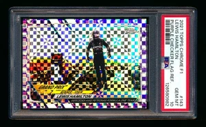 2021 TOPPS CHROME F1 143 LEWIS HAMILTON PURPLE CHECKER REFRACTOR #232/199 PSA 10 - Picture 1 of 2