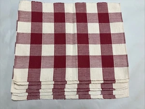 XOCHI Placemats 100% Cotton Red Plaid Set Of 6 - Picture 1 of 16